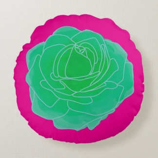 Green Pop Art Roos Rond Kussen