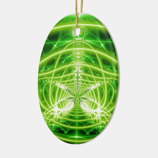 Green Pot Leaf Fractal Keramisch Ornament (Links)