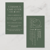 Green Pottery Vase Ceramic Caring Instruction Visitekaartje (Voorkant / Achterkant)