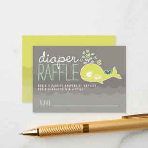Green Pregnant Mam Whale Diaper Raffle Tickets Informatiekaartje