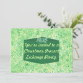 Green Present Christmas Exchange Party Invitations (Debout devant)
