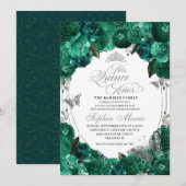 Green Princess Tiara Butterfly Quinceanera Kaart (Voorkant / Achterkant)