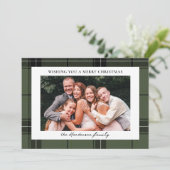 Green Pset Custom Two Horizontal Photo Kerstmis Feestdagenkaart (Staand voorkant)