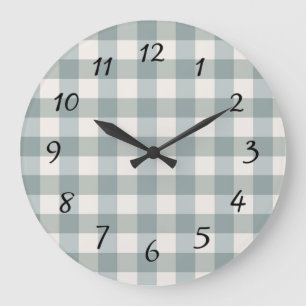 Green Pset Gingham Country Farmhouse Simple Grote Klok