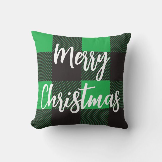 Green Pset Pattern Merry Kerstry Kussen (Voorkant)