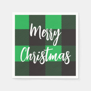 Green Pset Pattern Merry Kerstry Servet