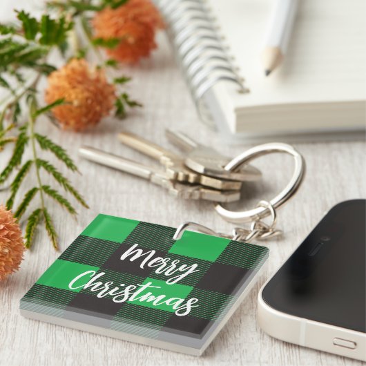 Green Pset Pattern Merry Kerstry Sleutelhanger (Voorkant Rechts)