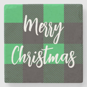 Green Pset Pattern Merry Kerstry Stenen Onderzetter