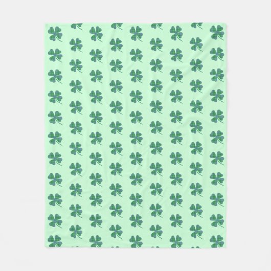 Green Pset Shamrock Four-Leaf Clover Pattern Fleece Deken (Voorkant)