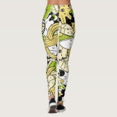 Green Psychedelic Kawaii Forest Leaf Funny Cool Leggings (Achterkant)