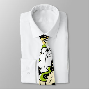 Green Psychedelic Kawaii Forest Leaf Funny Cool Stropdas