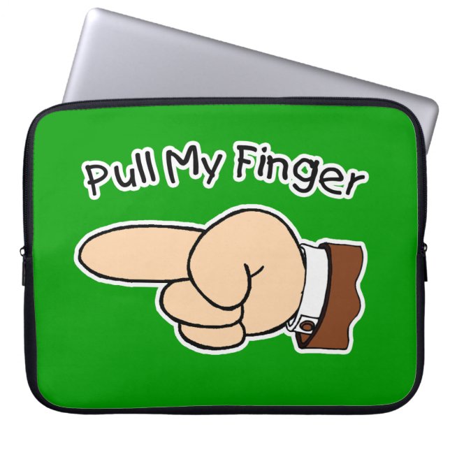 Green Pull My Finger Electronics Bag/Sleeve Laptop Sleeve (Voorkant)