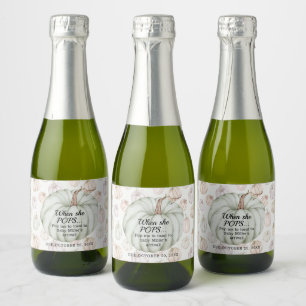 Green Pumpkin Baby shower Pop It Mini Sparkling Wijnetiket