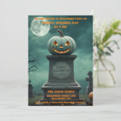 Green Pumpkin Halloween Party Uitnodiging (Staand voorkant)