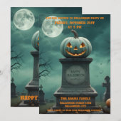 Green Pumpkin Halloween Party Uitnodiging (Voorkant / Achterkant)