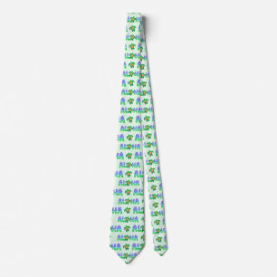 Green Purple Aloha Hawaiian Tropical Turtle Stropdas