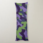 Green Purple and Blue Camo abstract Lichaamskussen (Achterkant (Verticaal))