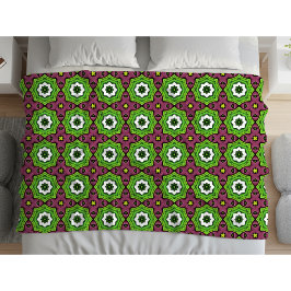 Green purple and white geometric pattern Towel Fleece Deken