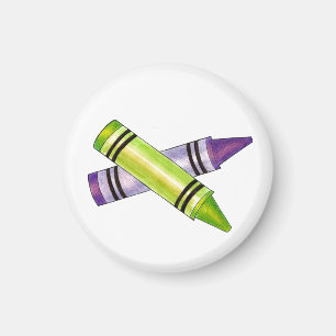 Green Purple Crayons Art Professeur Artiste Magnet