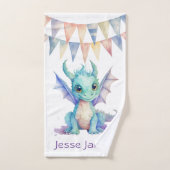Green Purple Dragon Anniversaire de enfant cadeau  (Serviette à main)