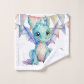 Green Purple Dragon Anniversaire de enfant cadeau  (Gant de toilette)