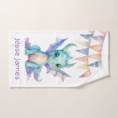 Green Purple Dragon Anniversaire de enfant cadeau  (Serviette à main)