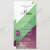 Green Purple King Protea Watercolor Art Menu (Voorkant / Achterkant)