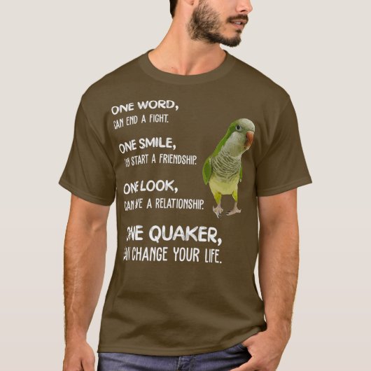 Green Quaker Shirt One Quaker Parrot Bird Change (Voorkant)