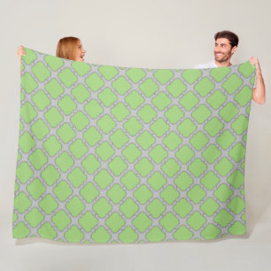 Green Quatrefoil Fleece Deken
