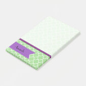 Green Quatrefoil, Marokkaanse Trellis, Jouw naam Post-it® Notes (Schuin)