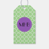 Green Quatrefoil, Moroccan Trellis, Monogram Cadeaulabel (Voorkant)