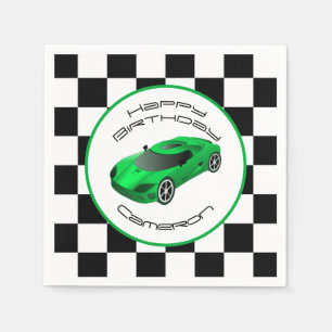 Green Race Car   Aangepaste geboortedag Servet