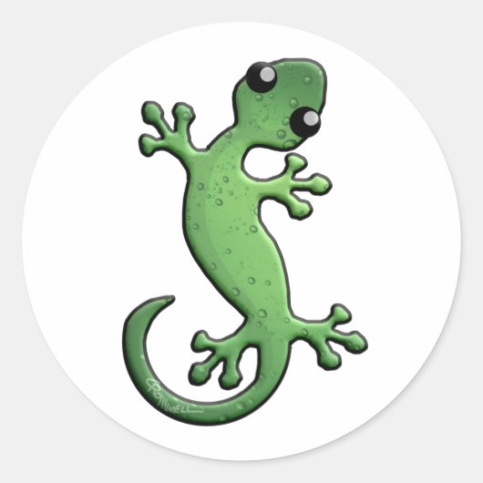 Green Rain Gecko Ronde Sticker (Voorkant)
