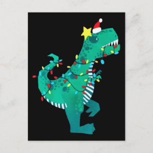 Green Rainbow Dinosaur Roar Winter Briefkaart