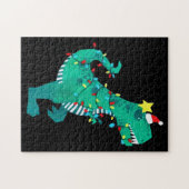 Green Rainbow Dinosaur Roar Winter Legpuzzel (Horizontaal)