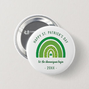 Green Rainbow Irish Shamrock Happy St Patricks Day Ronde Button 5,7 Cm