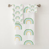 Green Rainbow Painting Irish Pattern Towel set Bad Handdoek (Insitu)