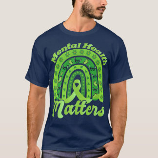 Green Rainbow Ribbon Mental Health Awareness Month T-shirt