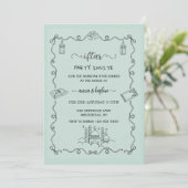 Green Ramadan Bow doodle ramadan iftar invitation Kaart (Staand voorkant)