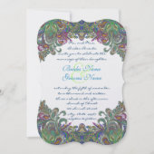 Green Raspberry Blue Mariage damassé Invitation (Devant)