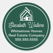 Green Real Estate Company Customized Realtor Ronde Sticker (Voorkant)