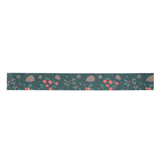 Green Red Berries Pine Kerstmis Pattern Lint (Voorkant)