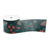 Green Red Berries Pine Kerstmis Pattern Lint (Spoel)