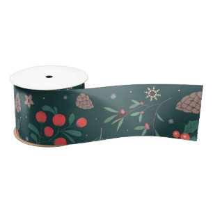 Green Red Berries Pine Kerstmis Pattern Lint
