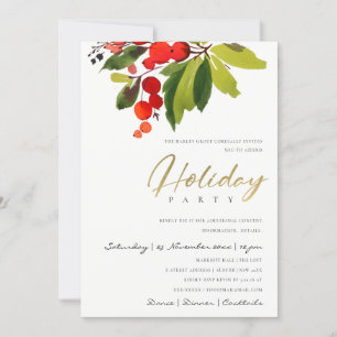 GREEN RED BERRY CORPORATE HOLIDAY CHRISTMAS PARTIJ KAART