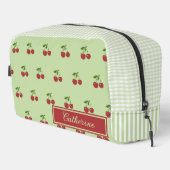 Green & Red Cherry Gingham Pattern Simple Fruit Toilettasje (Rechterhoek)