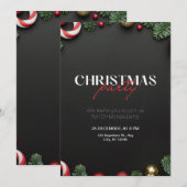 Green Red Christmas Invitation Noël (Devant / Derrière)