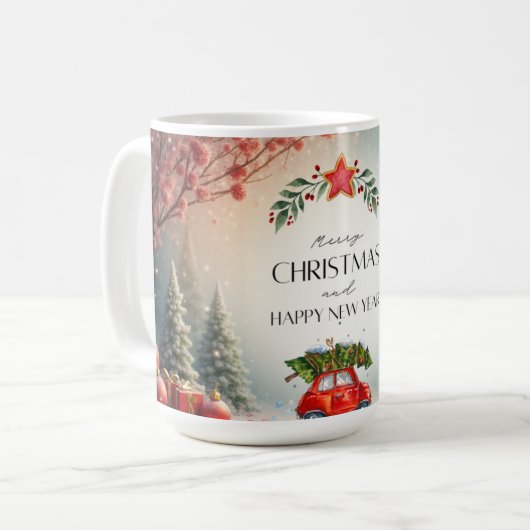 Green&red Chritsmas tree mug 2025 (Devant gauche)