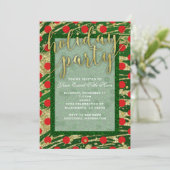 Green & Red Circles Gold Fêtes Invitations (Debout devant)