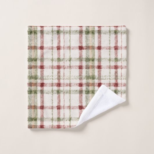 Green Red Cream Stripes  (Gant de toilette)